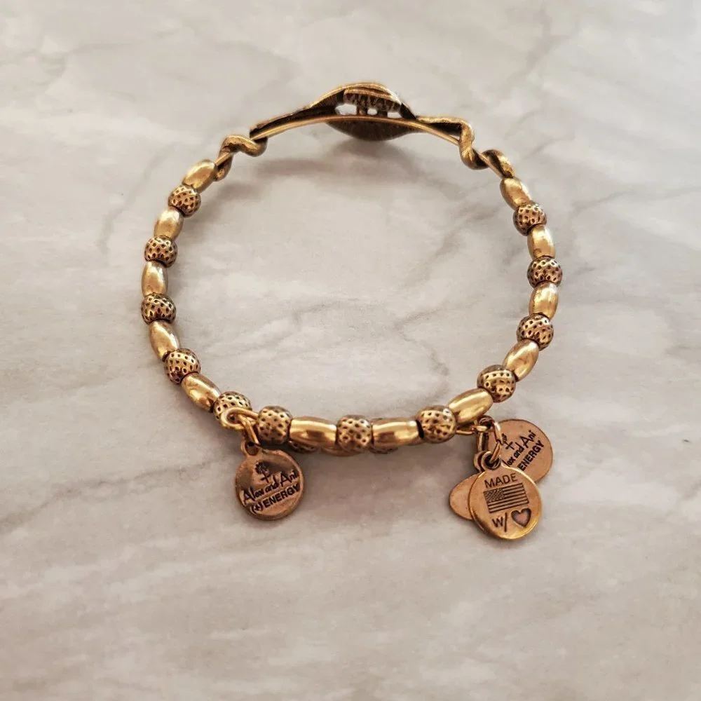 ✨ Alex and Ani Gold Beaded Expandable Bracelet Vintage 66 ✨ - Picture 3 of 5